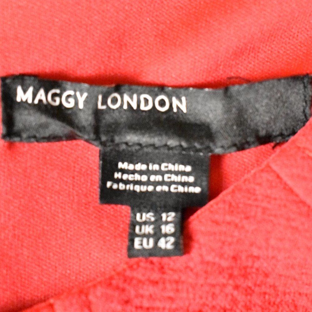 MAGGY LONDON Dress 12 Salmon Color Machine Wash Back Zipper Long Sleeve - Picture 5 of 5